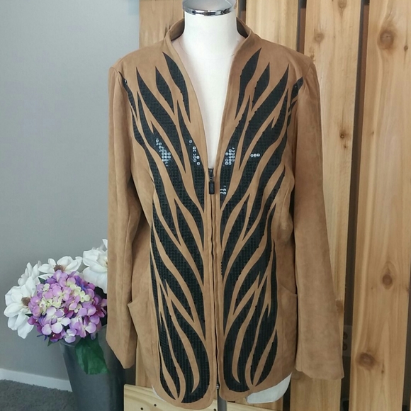 Bob Mackie Jackets & Blazers - Bob Mackie Faux Suede Zip Up Jacket NWOT FINAL PRICE